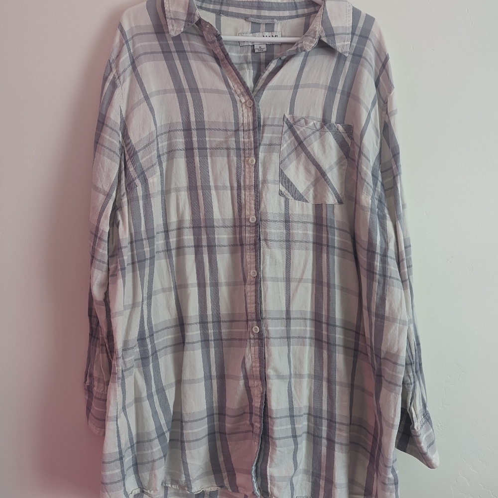 Grey and white flannel plus size 3xl ava viv